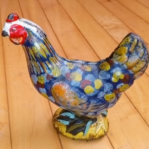 Vintage Rustic Farmhouse Cast Iron Rooster Coin Bank
